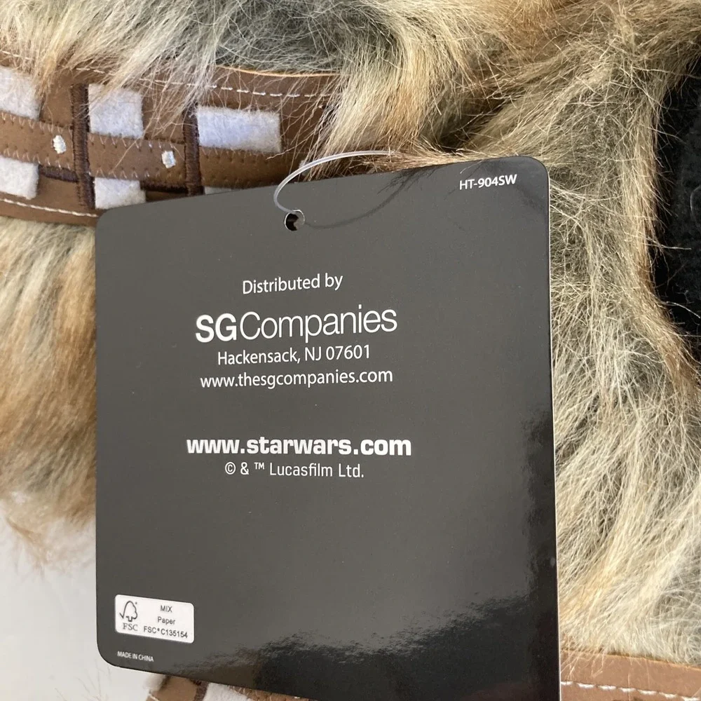 Star Wars Chewbacca Slippers Kids Size L 9-10 Brown‎ Faux Fur Bandolier HT-904SW
